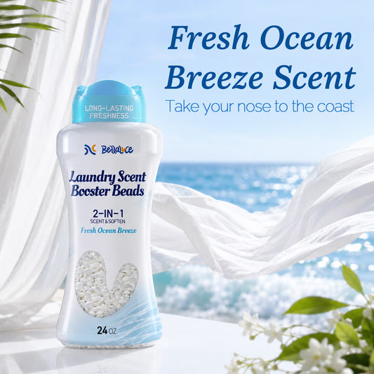 BellaLuce Laundry Scent Booster Beads, Fresh Ocean Breeze, 24 oz, Long-Lasting Fragrance, 2-in-1 Scent & Soften, Odor Eliminator, Safe for All Fabrics & Washers