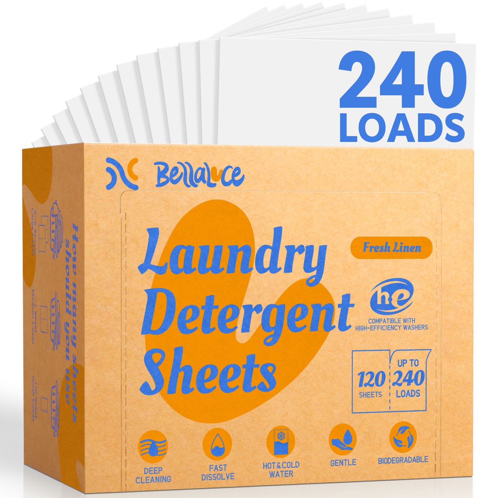 Laundry Detergent Sheets-Fresh Linen(240 Loads)