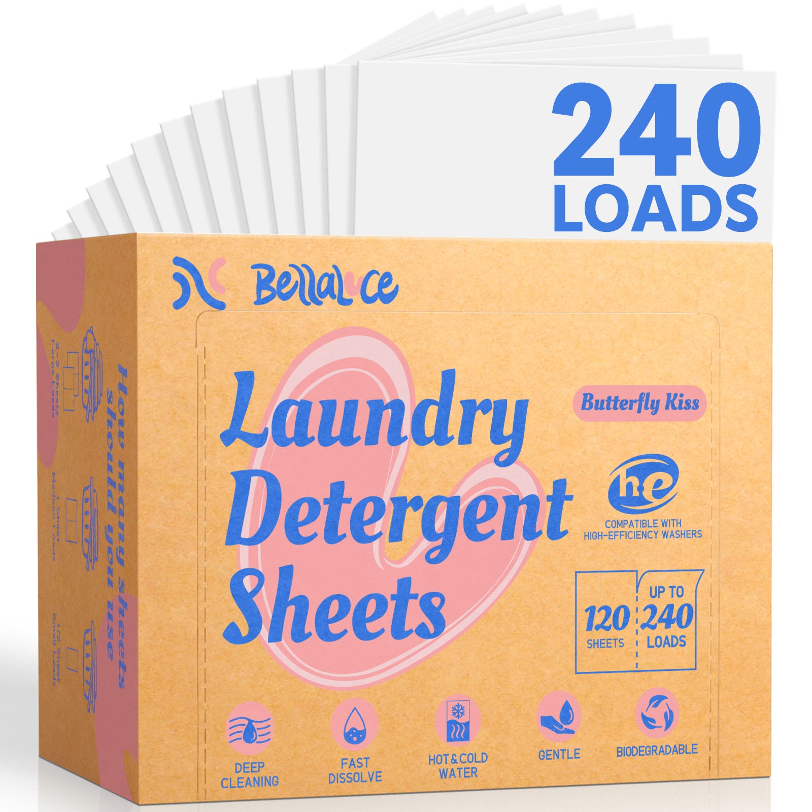 Laundry Detergent Sheets-Butterfly Kiss(240 Loads)