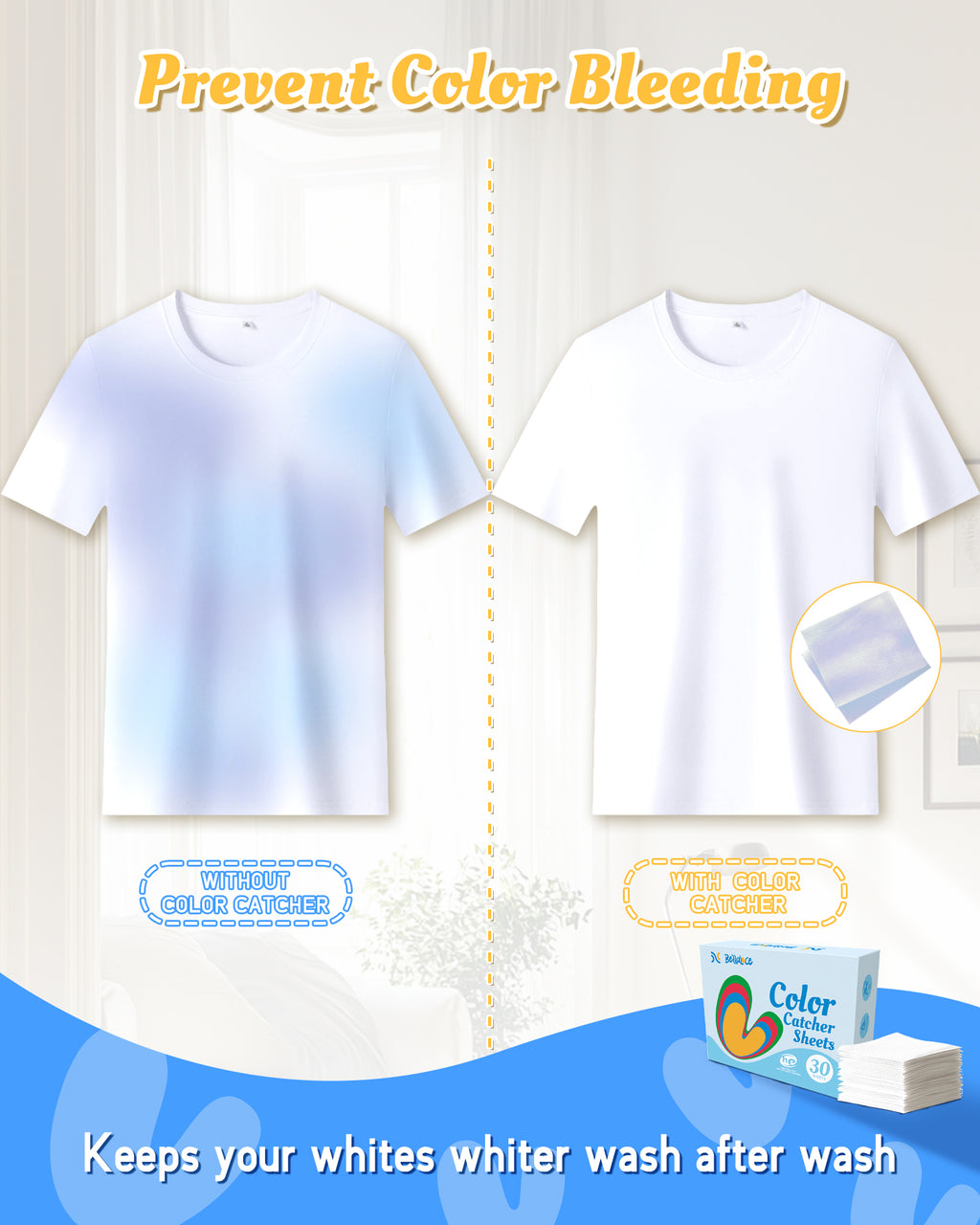 Color Catchers for Laundry - Color Grabber 120 Sheets to Prevent Color Runs, Dye Catchers for Home Use, Fregrance Free Color Guard for Apartment Dorm Hotel