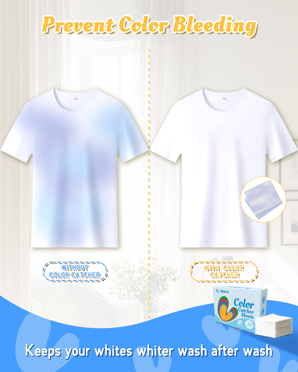 Bellaluce Color Catchers for Laundry 54 Count, Dye Catcher to Prevent ...