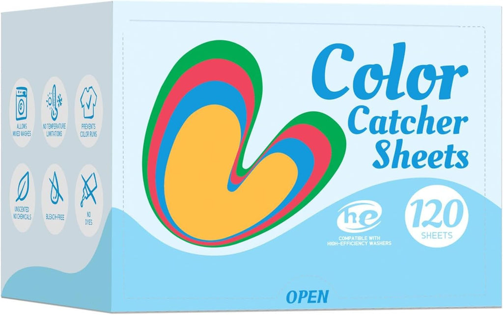 Color Catchers for Laundry - Color Grabber 120 Sheets to Prevent Color Runs, Dye Catchers for Home Use, Fregrance Free Color Guard for Apartment Dorm Hotel