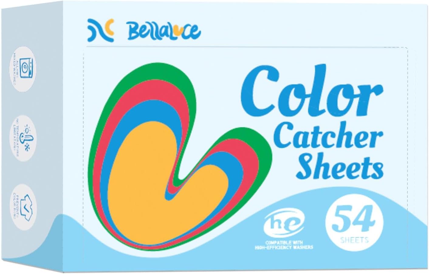 Bellaluce Color Catchers for Laundry 54 Count, Dye Catcher to Prevent Color Runs, Grabber Sheets for Home, Apartment, Dorm, Hotel