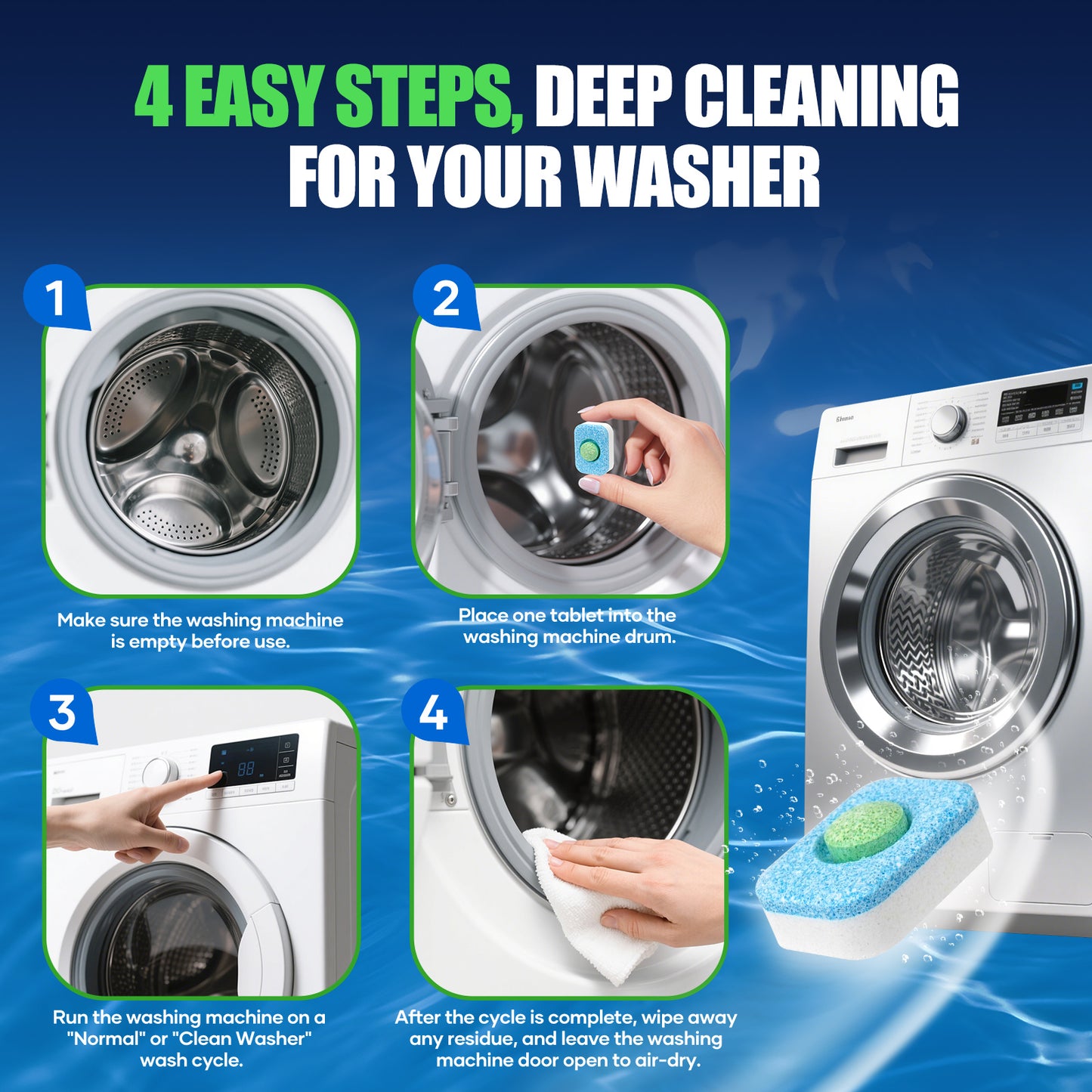 Washing Machine Cleaning Tablets - 32 Pack Wild Bluebell Scent